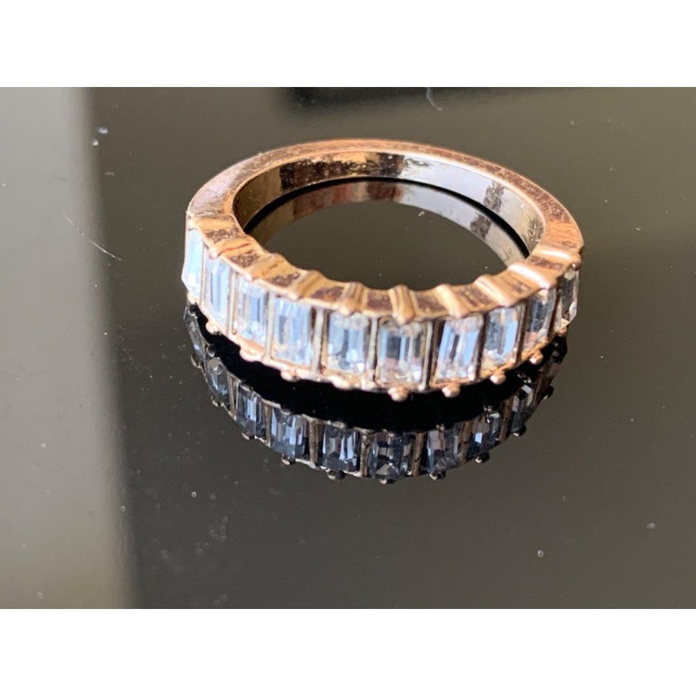 Eternity CZ Ring Emerald Cut Baguette Half Band SIZE 8 - EUC